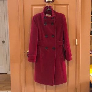 Calvin Klein Wool Blend Double Breasted Funnel Neck Coat